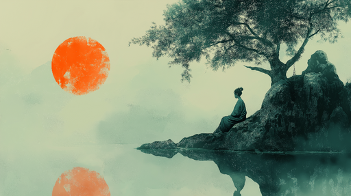 Papier peint Méditation Reflets zen