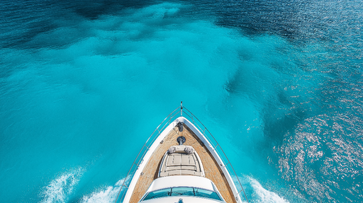 Papier peint mer turquoise Vue aérienne d'un yacht sur des eaux cristallines