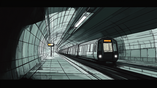 Papier peint métro Ambiance urbaine avec tunnel de métro contemporain