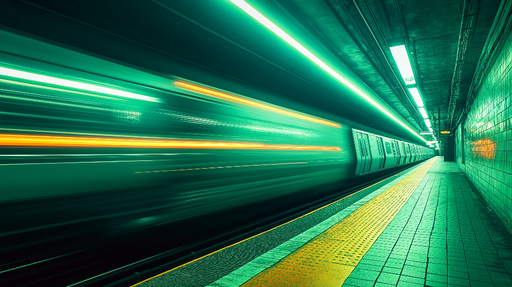 Papier peint métro futuriste Ambiance dynamique avec des couleurs néon