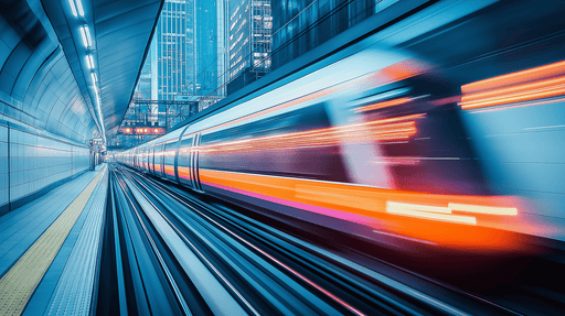 Papier peint métro futuriste Train en mouvement dans une station moderne