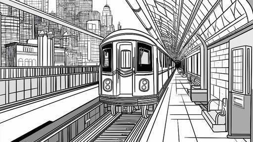 Papier peint métro Illustration linéaire d'une station de métro moderne