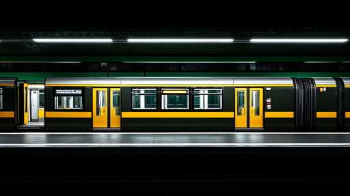 Papier peint métro moderne Composition graphique en vert et jaune