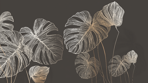 Papier peint monstera Design élégant de feuilles monstera sur fond sombre