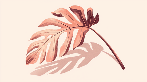 Papier peint monstera Feuille de monstera délicatement illustrée dans des tons roses