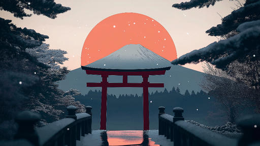 Papier peint mont Fuji Paysage japonais au lever du soleil