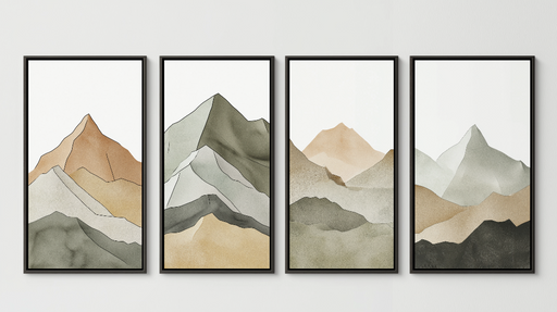 Papier peint montagne abstrait Paysages montagneux aux teintes douces et naturelles
