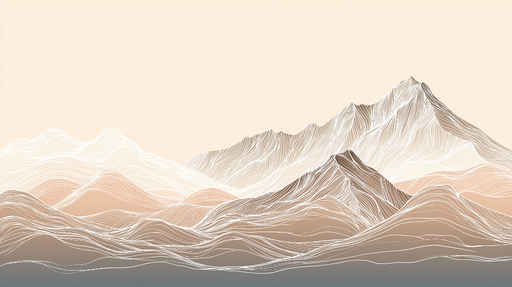 Papier peint montagne abstraite Lignes douces et teintes pastel pour une ambiance apaisante