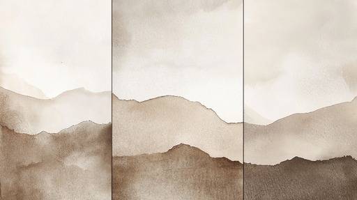 Papier peint montagne Beige en triptyque