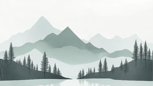 Papier peint montagne et forêt Paysage apaisant de montagnes et sapins