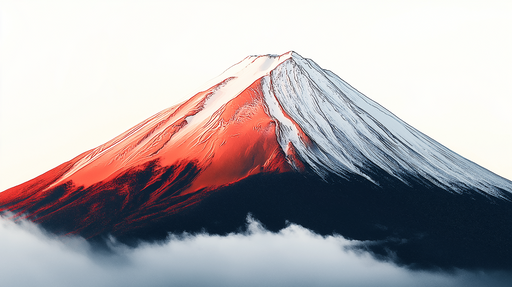 Papier peint montagne Mont Fuji stylisé au lever du soleil