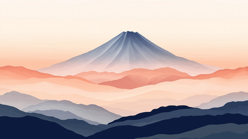 Papier peint montagne pastel Paysage doux avec des teintes dégradées de rose et bleu