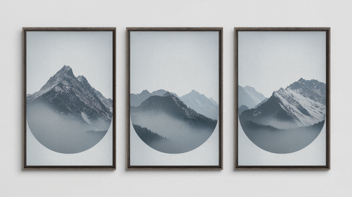 Papier peint montagne paysage Composition moderne en nuances de bleu et gris