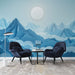 Papier peint paysage de montagnes bleues avec ciel lumineux pour salon moderne