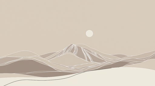 Papier peint montagne Soleil et paysage beige