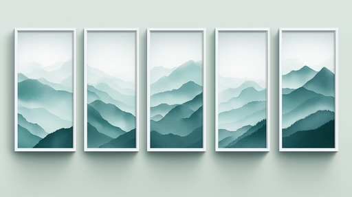 Papier peint montagne Un paysage de montagnes superposées aux teintes florales apaisantes