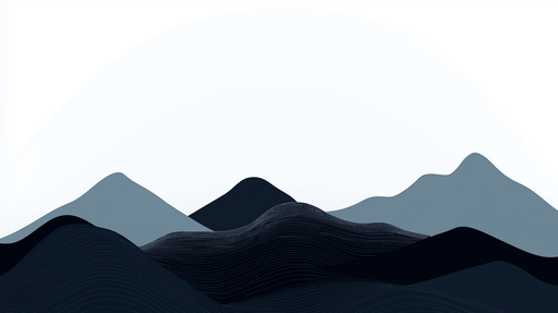 Papier peint montagnes abstraites Motifs ondulés et teintes de bleu à gris