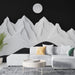 Papier peint montagnes abstraites en relief monochrome noir et blanc pour salon moderne