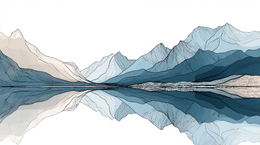 Papier peint montagnes aquatiques Paysage de montagnes aux nuances bleues et reflet paisible