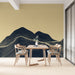 Papier peint design minimaliste avec montagnes aux lignes ondulées pour salle à manger moderne