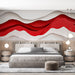 Papier peint mural avec montagnes en dégradé rouge et blanc pour chambre moderne