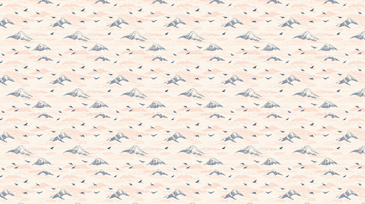 Papier peint montagnes et oiseaux Motif de montagnes grises sur un fond pastel