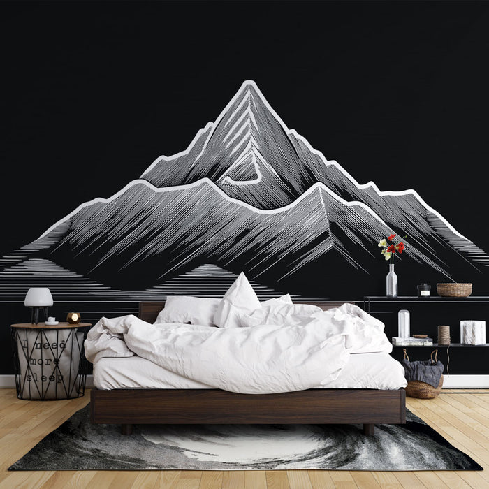 Papier peint montagnes | Illustration géométrique de sommets enneigés