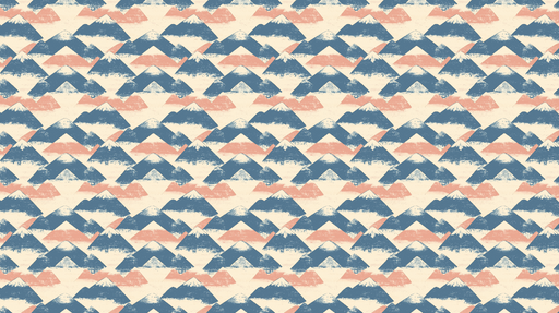 Papier peint montagnes Motif graphique de montagnes stylisées en teintes bleues et roses