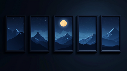 Papier peint montagnes nocturnes Série d'images de montagnes sous le clair de lune