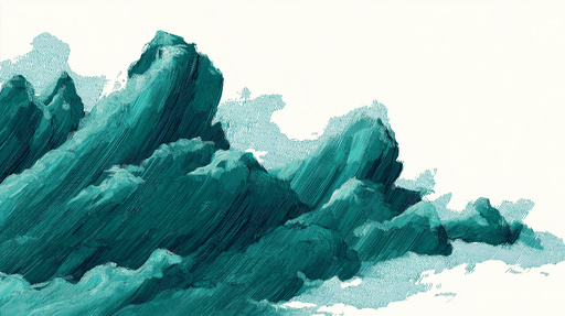Papier peint montagnes teal Motif abstrait de montagnes turquoise et vertes