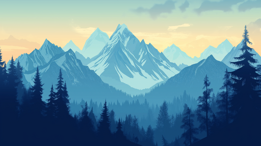 Papier peint montagneux Paysage de montagnes majestueuses aux tons apaisants