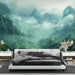 Papier peint paysage montagneux avec brume pour chambre moderne et apaisante