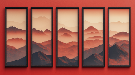 Papier peint montagneux Paysages montagneux en dégradé sonore