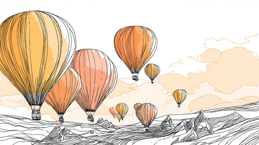 Papier peint montgolfières Montgolfières colorées flottant au-dessus de paysages montagneux