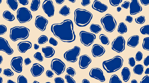 Papier peint motif abstrait Formes organiques bleues sur fond beige