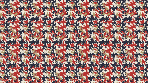 Papier peint motifs abstraits Formes organiques aux nuances de rouge, bleu et beige