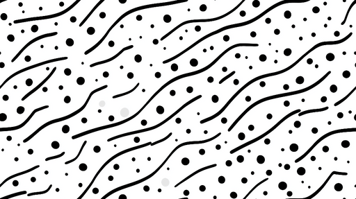 Papier peint motifs abstraits Lignes ondulantes et cercles noirs sur fond blanc