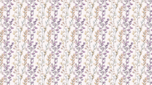 Papier peint motifs de feuilles Élégantes tiges florales aux teintes lilas et dorées