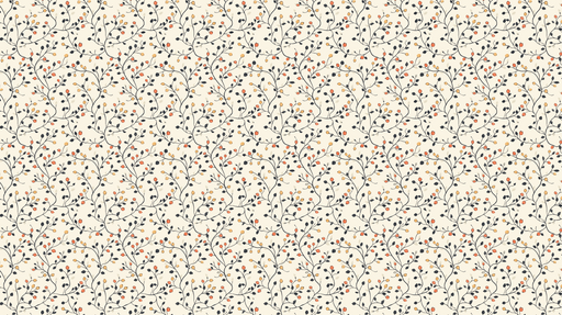 Papier peint motifs floraux Branches délicates avec feuilles et fleurs colorées