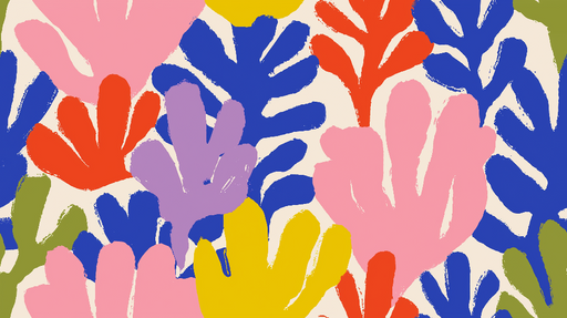 Papier peint motifs floraux colorés Feuilles et fleurs en couleurs éclatantes