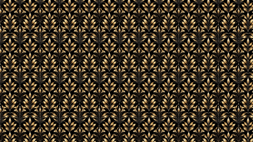 Papier peint motifs floraux dorés Élégance intemporelle avec un fond noir profond