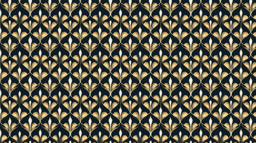 Papier peint motifs floraux dorés Élégant design floral sur fond noir