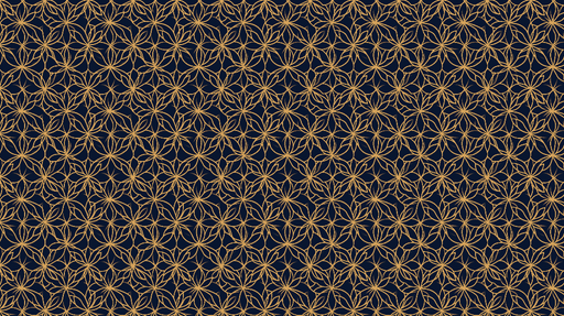 Papier peint motifs floraux Élégante répétition de fleurs dorées sur fond bleu nuit