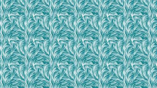 Papier peint motifs floraux Élégantes feuilles blanches sur fond turquoise