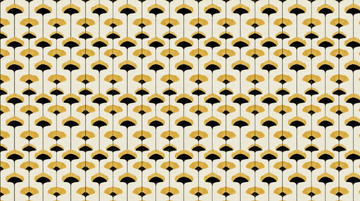 Papier peint motifs floraux Élégantes fleurs jaunes et noires sur fond crème