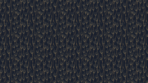 Papier peint motifs floraux Élégants dessins de fleurs dorées sur fond bleu marine