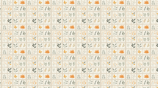 Papier peint motifs floraux en carrés Fleurs colorées et feuilles délicates