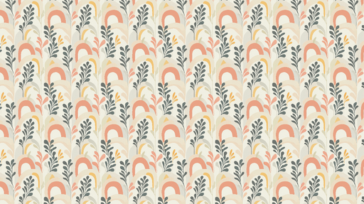 Papier peint motifs floraux et arcs-en-ciel Arcs en douceur et des feuillages délicats
