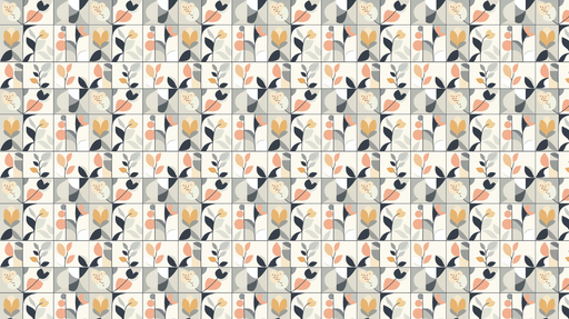 Papier peint motifs floraux géométriques Teintes douces et chaleureuses