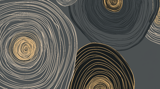 Papier peint motifs géométriques Cercles en linéaires dorés sur fond gris